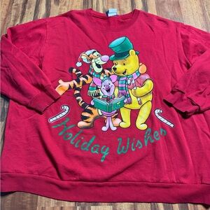 Disney Red Crewneck Sweater with Holiday Characters